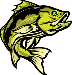  illustration vector graphic of bass fish mascot good for logo sport ,t-shirt ,logo - obrazy, fototapety, plakaty
