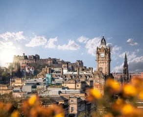 Fototapeta premium Panorama with Edinburgh Castle seen from Calton Hill, Scotland, UK