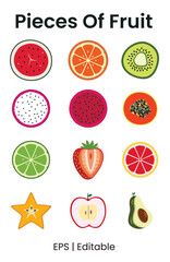 Pieces of fruit with watermelon. orange, kiwi, strawberry and others