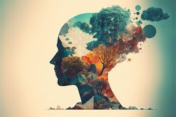 Abstract concept of mindfulness and slow living illustration generative ai