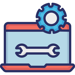 Cog, laptop Vector Icon which can easily modify or edit

