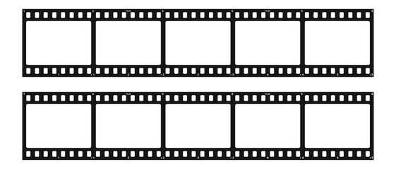 Set of filmstrip isolated on transparent background. Retro film strip frame. Vector illustration