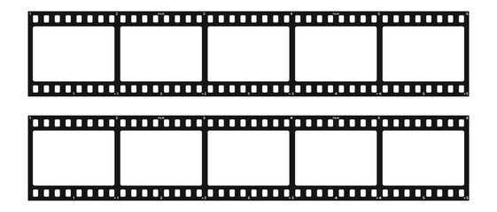 Set of filmstrip isolated on transparent background. Retro film strip frame. Vector illustration