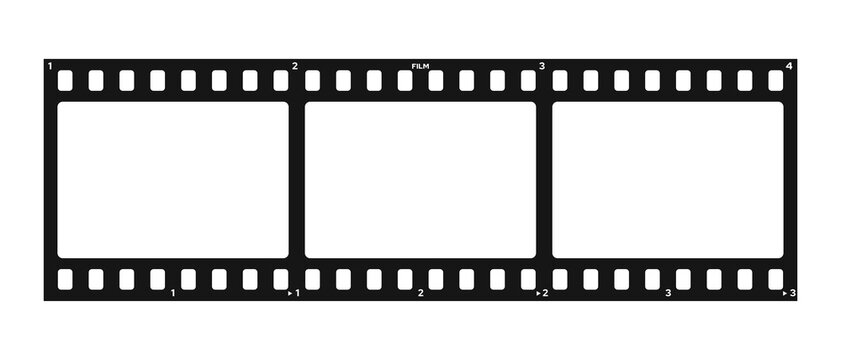 Filmstrip isolated on transparent background. Retro film strip frame. Vector illustration