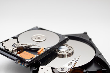 Hard disk isolated on a white background. Computer HDD Hard Disk Drive.