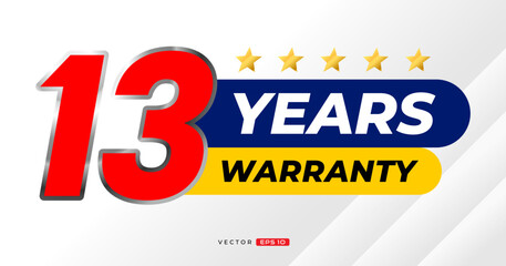 13 years warranty label. for icon, badge, logo, sticker, tag. vector label illustration 