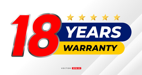 18 years warranty label. for icon, badge, logo, sticker, tag. vector label illustration 