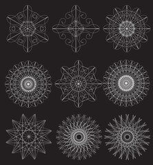Line art designs. Vector illustration. Mandala collection