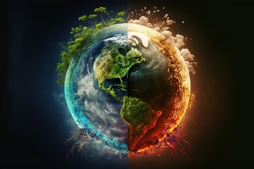 earth climate change abstract concept illustration generative ai