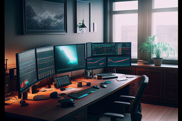 Trader's workplace created with Generative Ai