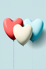 Obraz na płótnie Canvas Heart shaped balloons. Heart balloon on blue background. Symbol of love. Valentines day background. Love background. Velentines day illustration.