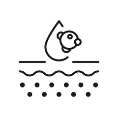 Cosmetology Chemical Cosmetic for Skincare Linear Pictogram. Dermatology Ingredient Outline Icon. Hyaluronic Acid Molecule on Skin Structure Line Icon. Editable Stroke. Isolated Vector Illustration