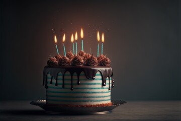 birthday cake with candles , ai generated