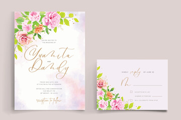 wedding floral and leaves design card