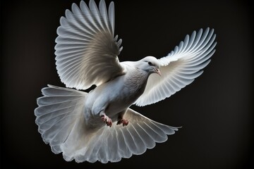 Fototapeta na wymiar white dove in flight, ai generated