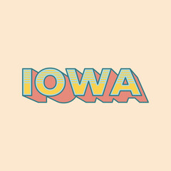 Iowa State Country Vector, Retro Vintage Lettering Design