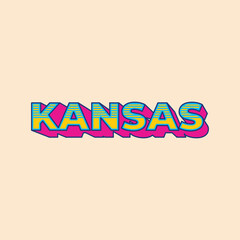 Kansas State Country Vector, Retro Vintage Lettering Design