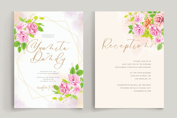 wedding floral and leaves design card