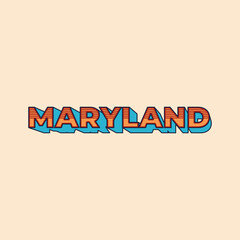 Maryland State Country Vector, Retro Vintage Lettering Design