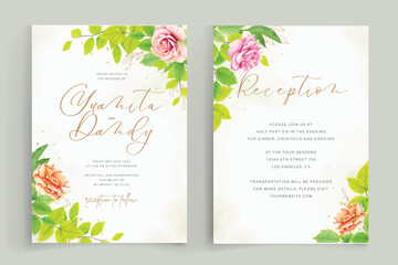 wedding floral and leaves design card