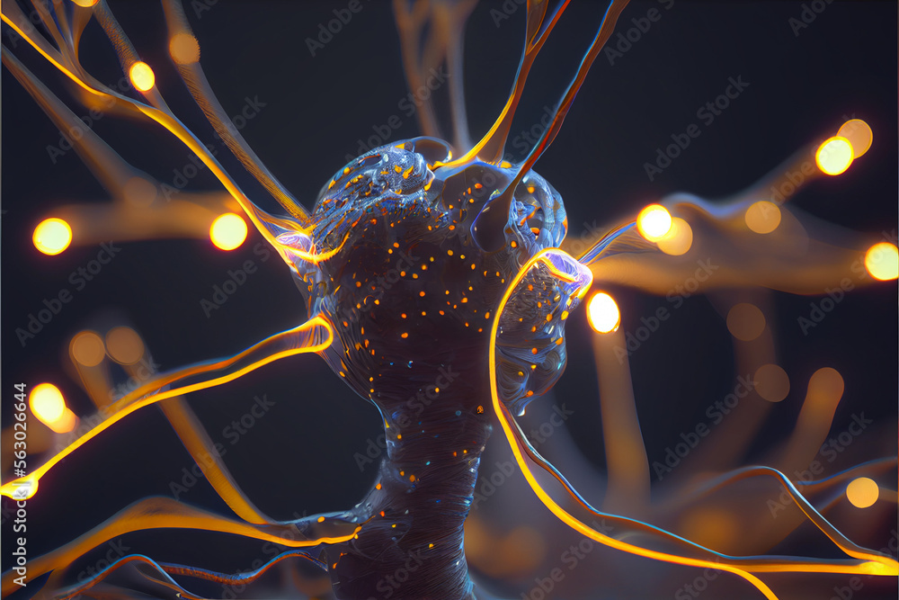 Poster artificial intelligence futuristic neurolink connectors created with generative ai