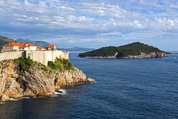 Fototapeta na wymiar view over the old city of Dubrovnik to the island Lokrum, Dubrovnik , Croatia
