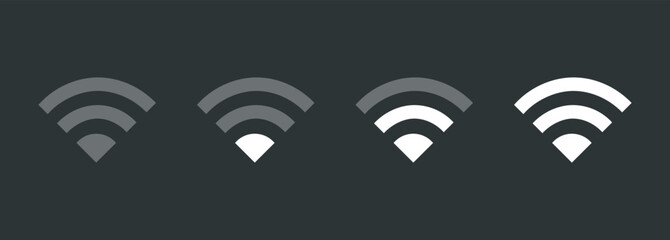 Wi-Fi and wireless icon set. Wireless level and wifi signal. WiFi zone sign. Mobile connection icons. Vector