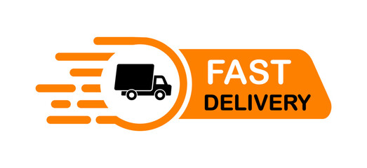 Fast delivery icon with truck. Delivery service icon. Express shipping. Free delivery. Vector illustration.