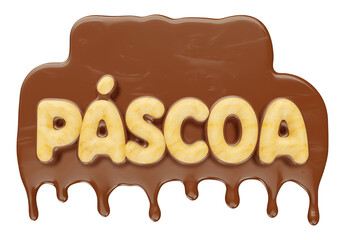 Easter chocolate label in brazilian portuguese in 3d render realistic