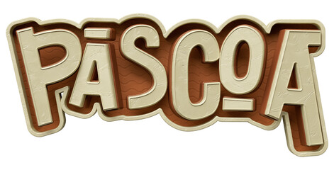 Easter chocolate label in brazilian portuguese in 3d render realistic