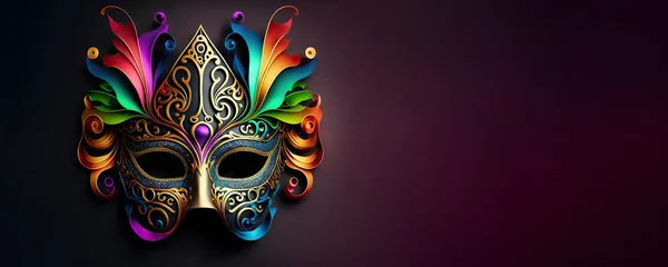 Gordijnen Multicolored carnival mask banner with space for text © GHart
