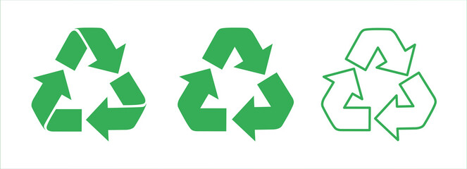 Recycle icons set. Recycling and rotation arrow symbols. Reuse signs. Ecology, cleanliness and recycling symbol. Bio recycling. Vector