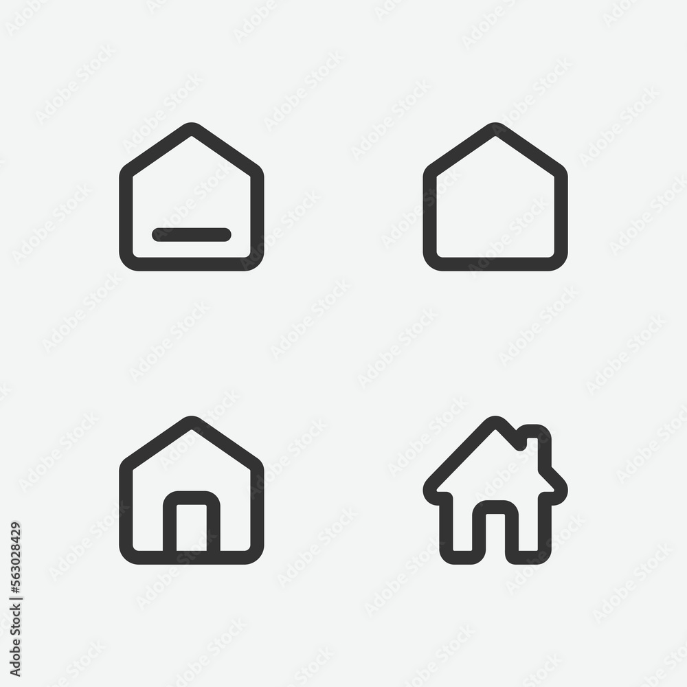 Poster set of home button vector icon. black home page icon. home button linear icon, vector illustration.