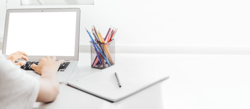 school at home through online homeschooling. the child is sitting at the computer