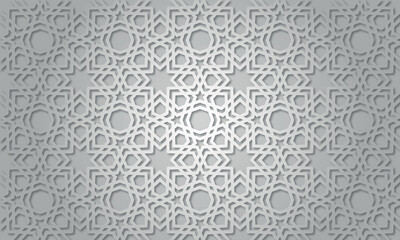 Seamless 3d Ramadan Islamic pattern in Arabian style Vector illustration