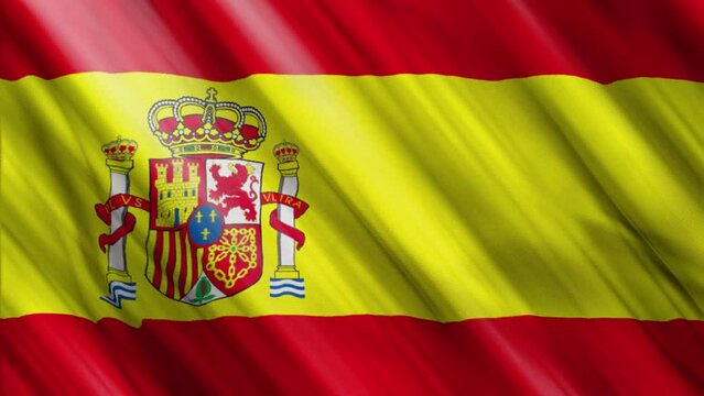 official waving flag of kingdoom of spain, independence day concept, 4K