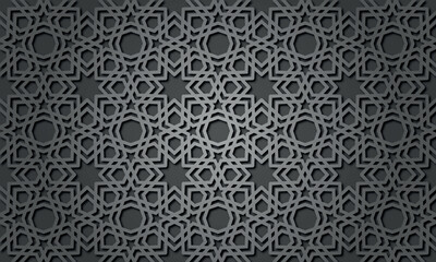 Seamless 3d Ramadan Islamic pattern in Arabian style Vector illustration