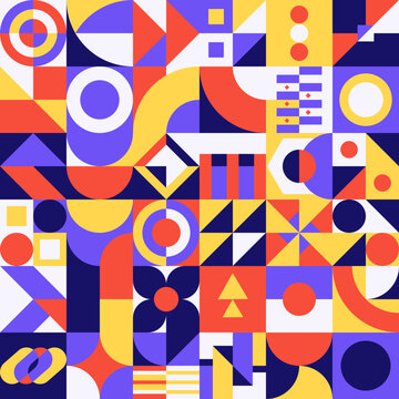 Abstract geometric backgrounds. Neo geometric pattern, minimalist retro poster graphics vector illustration