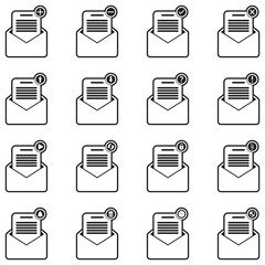 Email Icons. Line With Fill Design. Vector Illustration.