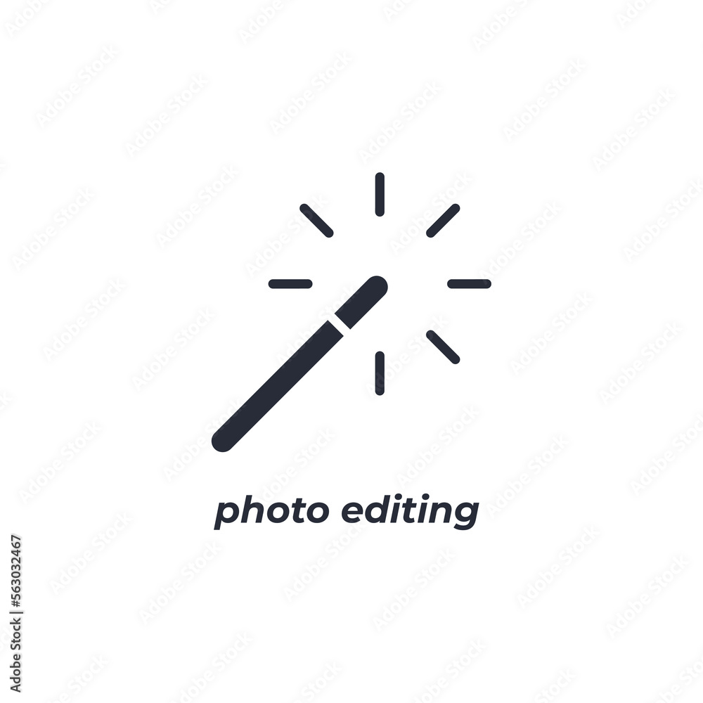 Poster vector sign photo editing symbol is isolated on a white background. icon color editable.