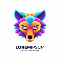 Wolf logo design colorful vector illustration.