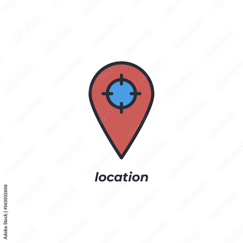 Poster vector sign location symbol is isolated on a white background. icon color editable.