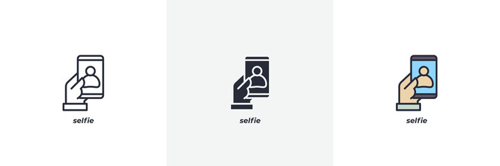 selfie icon. Line, solid and filled outline colorful version, outline and filled vector sign. Idea Symbol, logo illustration. Vector graphics