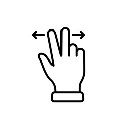Fototapeta na wymiar Zoom Gesture, Hand Finger Swipe Right and Left Line Icon. Pinch Screen, Rotate on Screen Linear Pictogram. Gesture Slide Left and Right Outline Icon. Editable Stroke. Isolated Vector Illustration