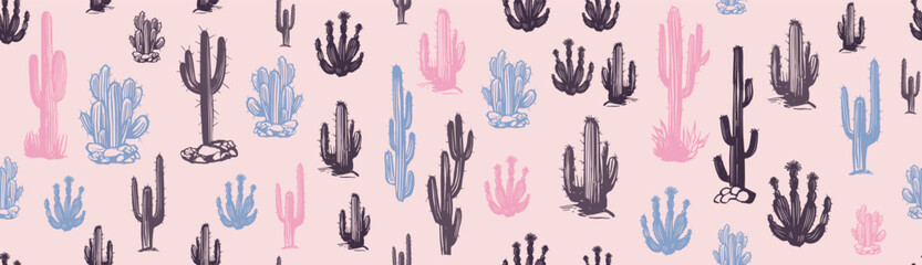 Cactus set hand drawn illustrations, vector	
