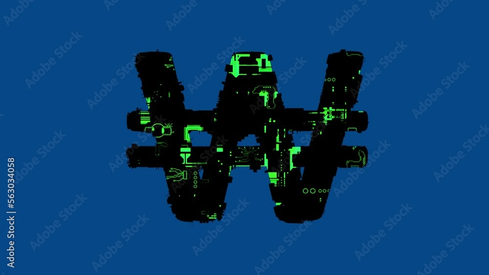 Poster won sign - technologic cyberpunk font with green highlight, isolated - loop video