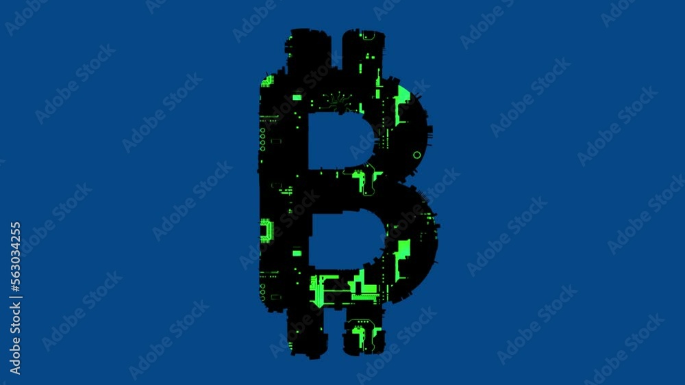 Aufkleber bitcoin sign - futuristic cyberpunk font with green highlight, isolated - loop video