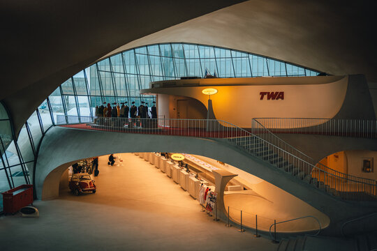 Interior architecture at the TWA Flight Center, Queens, New York