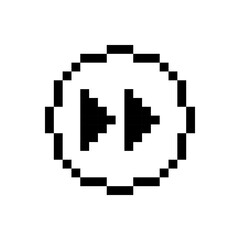 Naklejka premium Black rewind button, pixel art design style.