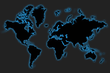 Fototapeta na wymiar World map with Blue outline